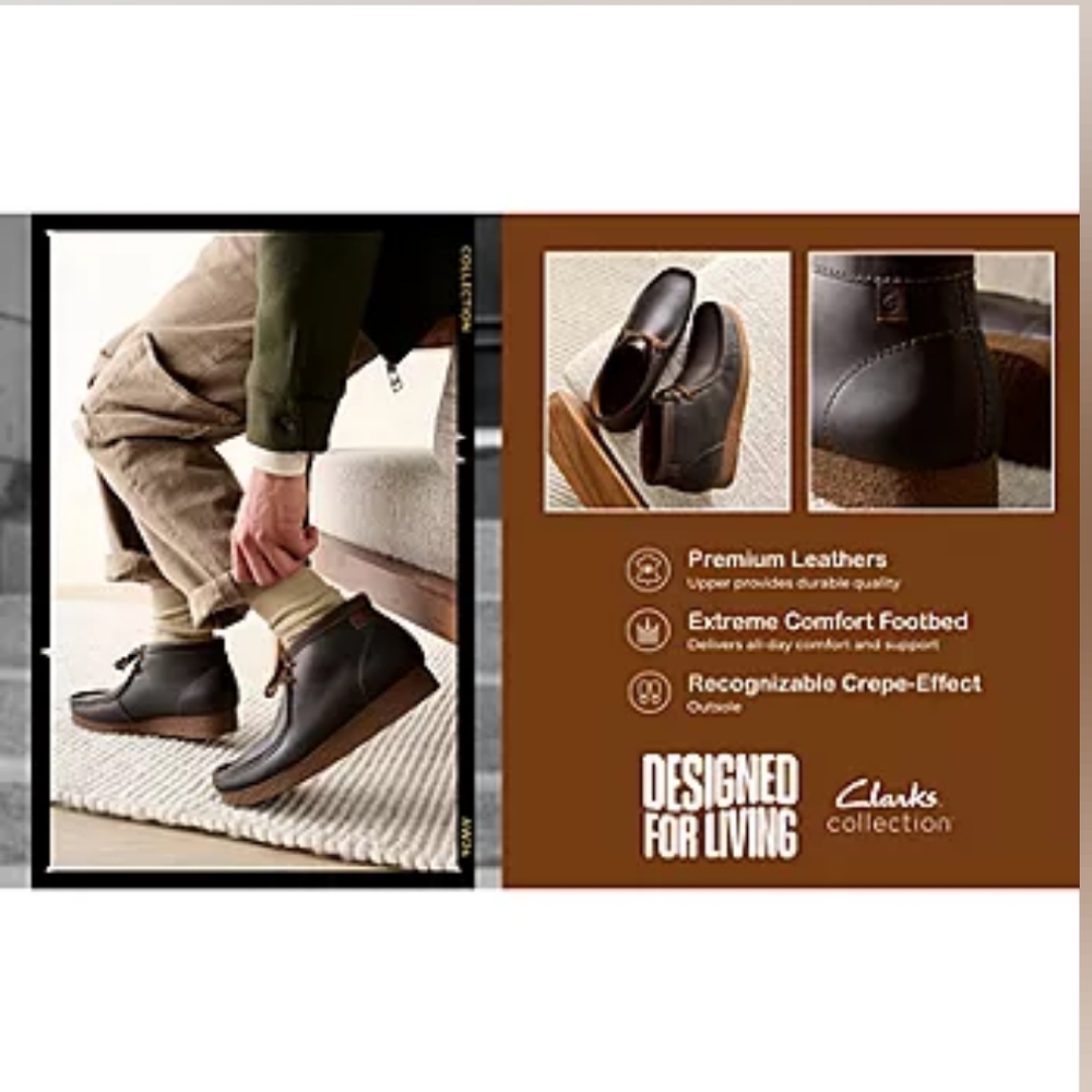 [NEW] Men's Brown Clarkes Shacre Boots In Beeswax Size 11W